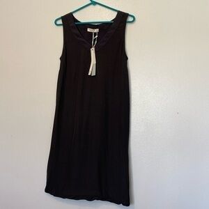 Suoli slate grey sleeveless silk V neck made in Italy dress 38(med)